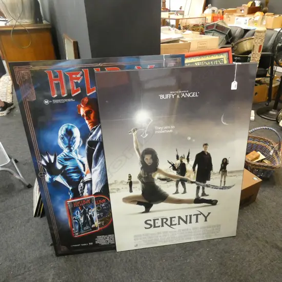 PR LG MOUNTED MOVIE ADVERTISING POSTERS; HELLBOY & SERENITY 685 X 995MM