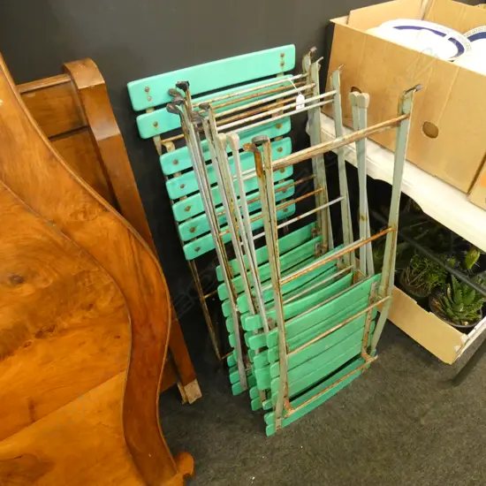 6 METAL FOLDING CHAIRS SOME RUST