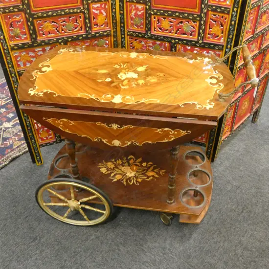 VINTAGE / RETRO ITALIAN INLAID TROLLEY L.810mm