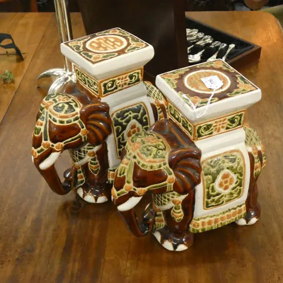 PR BROWN CERAMIC ELEPHANTS H.290mm
