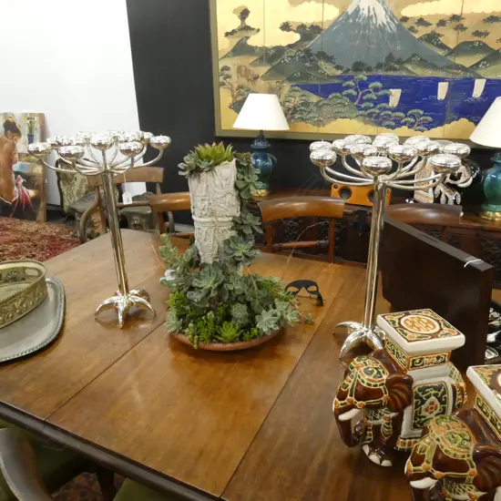 PR OF METAL 15 BRANCH CANDLE STICKS H 590 MM