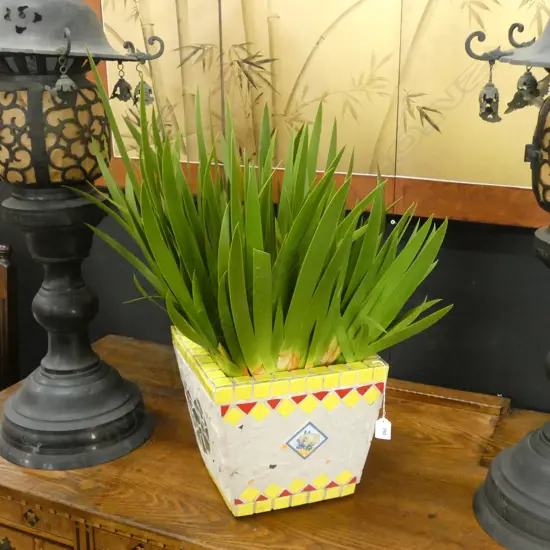 POOR KNIGHTS LILY IN YELLOW MOSAIC TUB H.600mm 