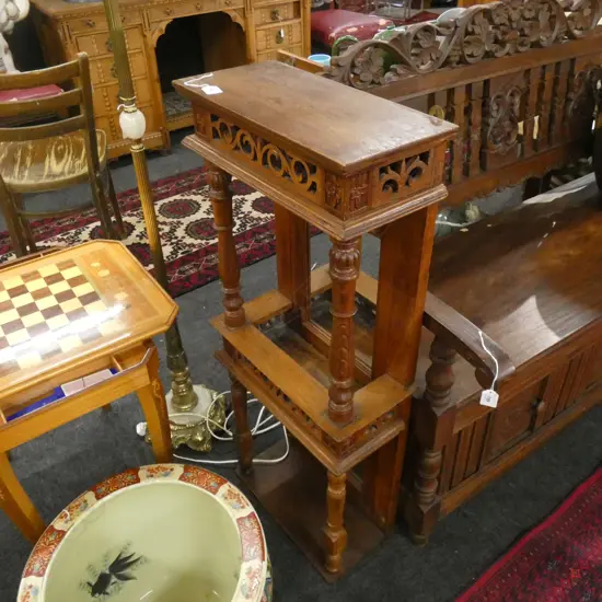 CARVED WOODEN MIRRORED INDIAN WALL ALTER H.980mm