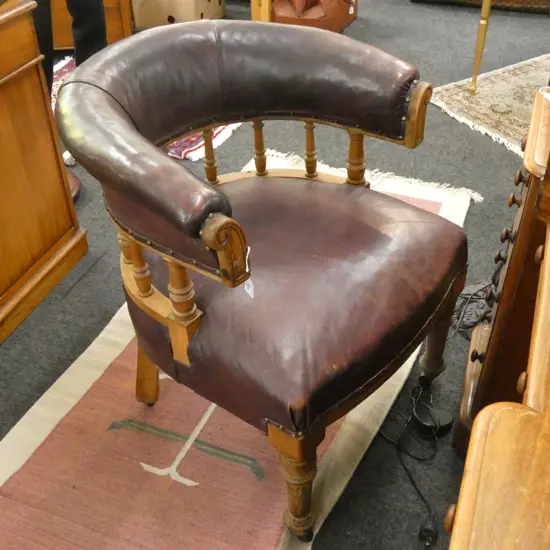 PURPLE LEATHER VICTORIAN TUB CHAIR