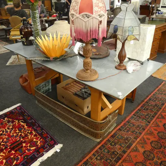 ZINC TOPPED TABLE; TERENCE CONRAN FOR COUNTRY ROAD...