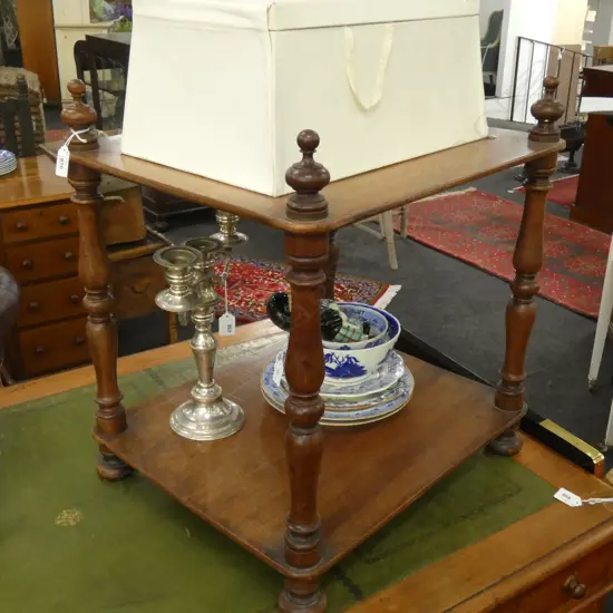 VICTORIAN TURNED SUPPORTS MAHOGANY SIDE TABLE...