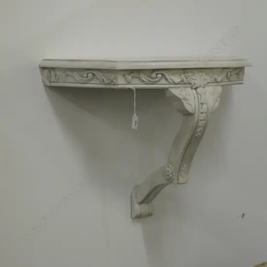 WHITE PAINTED DEMI-LUNE WALL MOUNTED SIDE TABLE D 590 MM