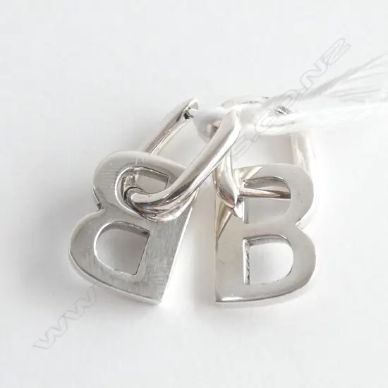 PR SILVER 'B' EARRINGS PIERCED EARS 7GMS