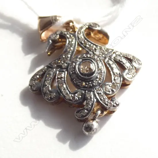 ANTIQUE SILVER/GOLD PLATED DIAMOND PENDANT