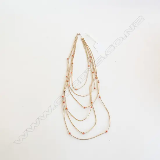 GOLD LINED & CORAL MULTI STRAND NECKLACE