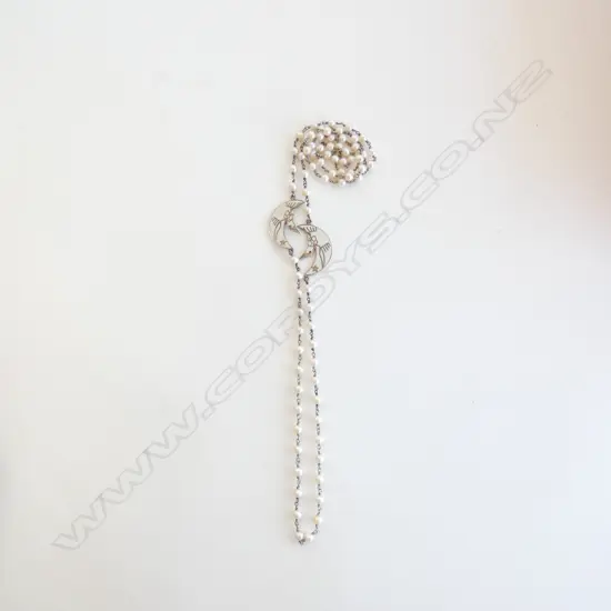 925 STG SILVER & ENAMEL PEARL NECKLACE  - HANDMADE