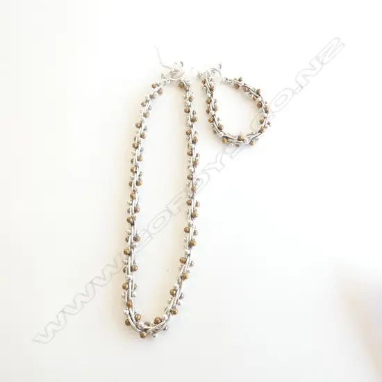 STG NECKLACE & BRACELET 125.8 GRAMS PARTS WORN