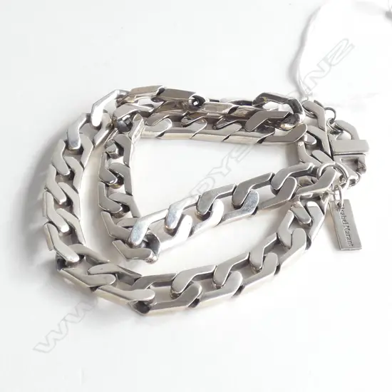 MODERN HEAVY SILVER FLAT CURB LINK NECK CHAIN 86GMS