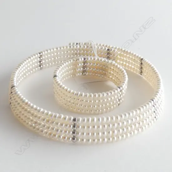FRESH WATER PEARL CHOKER & BRACELET SET