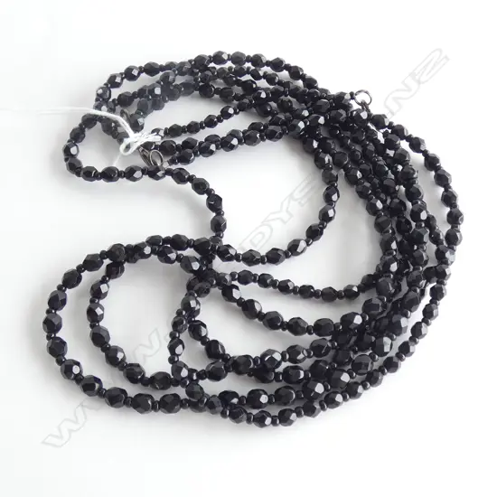 3 FRENCH JET NECKLACES LONGEST 880mm
