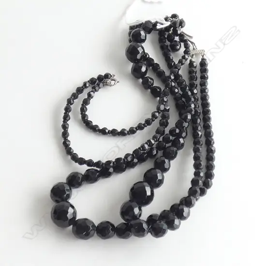 TWO FRENCH GLASS BEAD NECKLACES