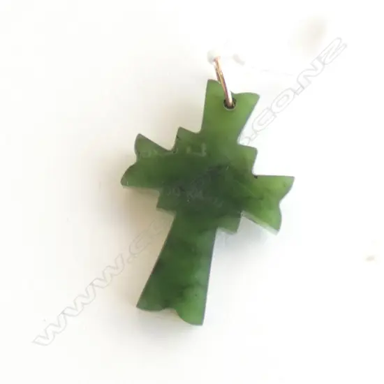 COLONIAL POUNAMU PENDANT (GOLD SUSPENSION RING) CELTIC CROSS FORM