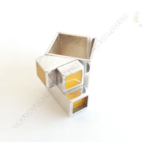 JOSE BRIBIESCA NZ CUBIST RING CHROME & ACRYLIC 