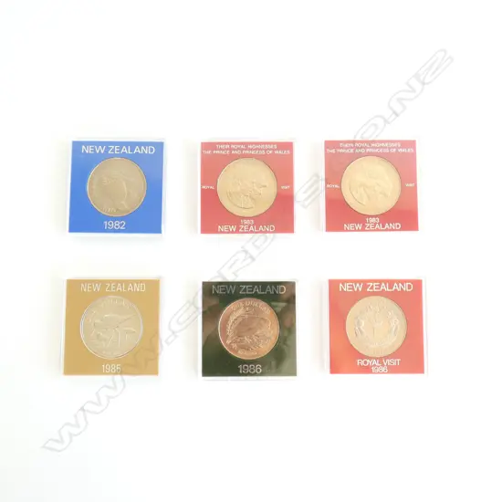 SIX VARIOUS COMMEMORATIVE COINS