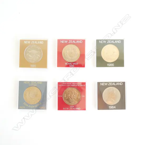SIX VARIOUS COMMEMORATIVE COINS