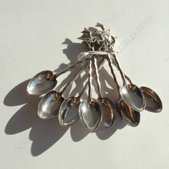 SET 8 INDONEASIAN SILVER COFFEE SPOONS KRIS ...