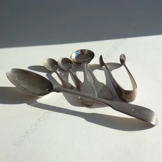 (19798) 6 SILVER SMALL SPOONS. SALT. MUSTARD ETC