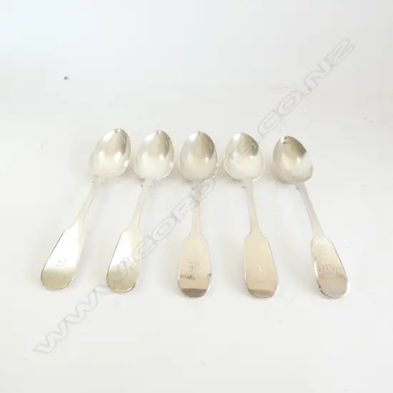 (WS) 5 STG SILVER DESERT SPOONS, EXETER 1855 189 GRAMS