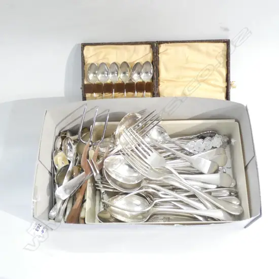 BOX SILVER PLATE CUTLERY ETC..