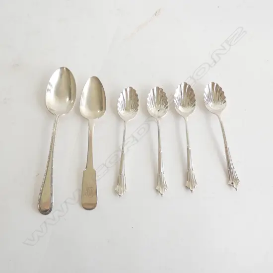 (WS) SET 4 STG SILVER TEASPOONS + 2 OTHERS 114 GRAMS