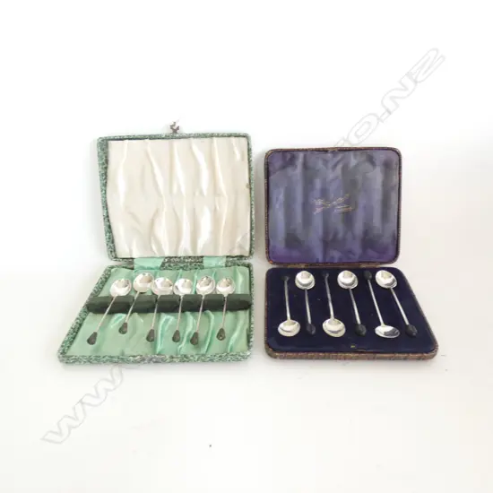 2 SETS OF STG SILVER COFFEE SPOONS, CASED