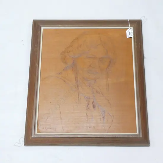 A.E HANCOCK (WORKING 1960s), GRAPHITE, OIL AND SCRAFITTO ON RIMU PANEL, 'HARATA TUHAERE' A PORTRAIT. SINGED & TITLED