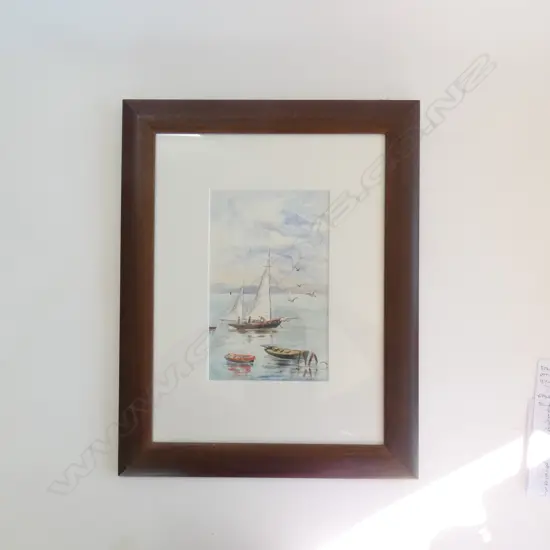 SM SIGNED WATER COLOUR - SAILING SCENE 150 X 240MM
