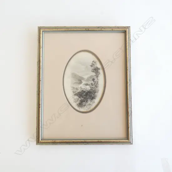 KENNET WATKINS (1847-1933) INK SKETCH HIGHLIGHTED WHITE. 100 X 150mm oval