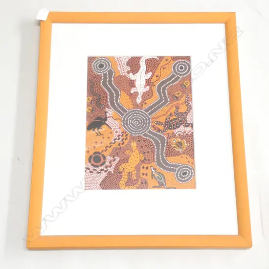 ABORIGINAL CLOTH PRINT FRAMED 470 x 560mm
