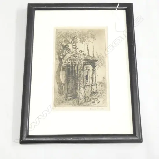TREVOR LLOYD SIGNED ETCHING 'HOUSE THREE KINGS' 130 X 220MM  