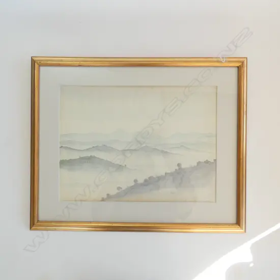 WATERCOLOUR 'MISTY MORNING WAIKATO' BY 'GEOFF FAIRBURN' 370 X 280MM