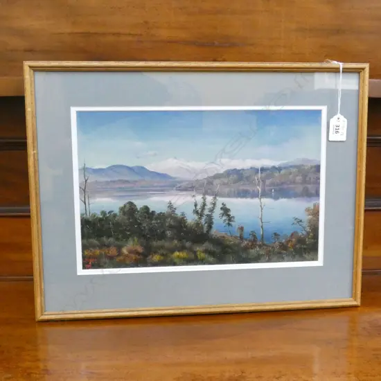 L HUGHES OIL 1906, THE SOUTHERN ALPS FROM LAKE MATHIESON. 330 X 210MM