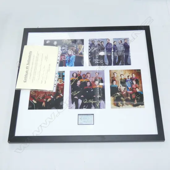 5 SIGNED PHOTOGRAPHS OF STAR TREK ENTERPRISE CASTS, FRAMED 675x730mm 