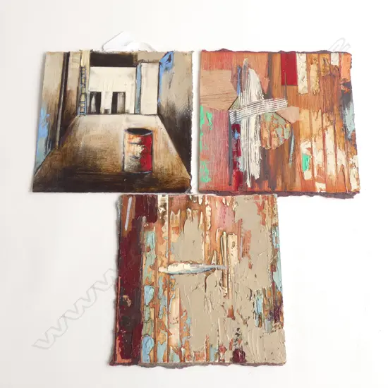 JANE MITCHELL, 'MADE IN INDONESIA' "8', '17' & '19', MIXED MEDIA ON CARD, SIGNED & DATED 2010, EACH 155 X 160mm