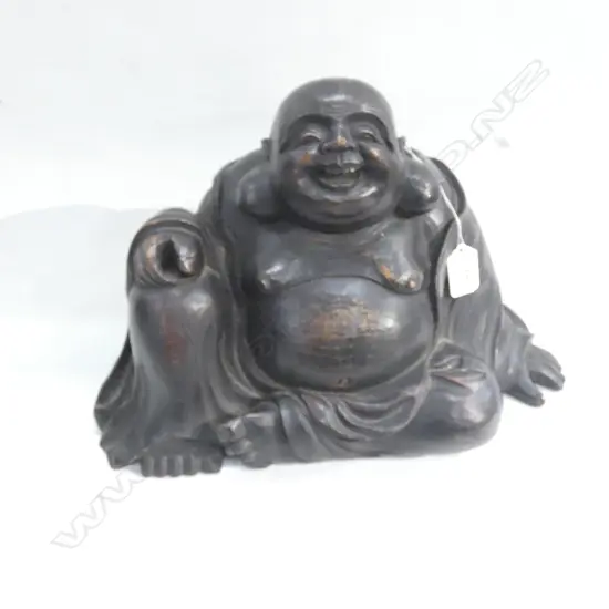 GOOD OLD KAMAKURA LAUGHING BUDDHA KEYAKI WOOD H216 W344mm