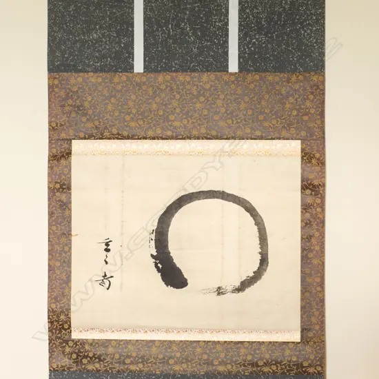 ZEN BUDDHIST ENSO CIRCLE INK SCROLL WITH SIGNATURE...