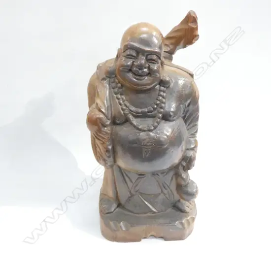 1960’S WOODEN LAUGHING BUDDHA H379mm