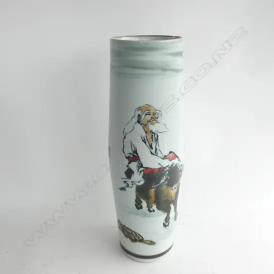 CHINESE PORCELAIN VASE OLD MAN ON BUFFALO ...