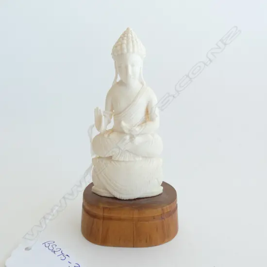IVORY THAI BUDDHA ON WOOD STAND H.100mm