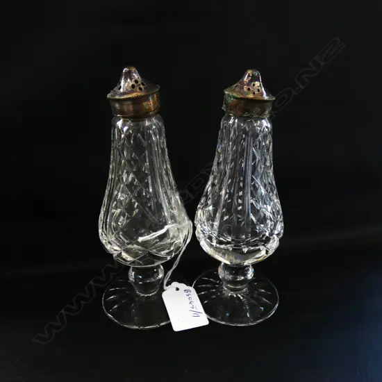 A PAIR OF BOXED WATERFORD CONDIMENTS H 150 MM