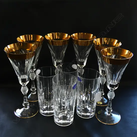 6 BOHEMIA CRYSTAL GLASSES H.230mm + 4 ROYAL DOULTON TUMBLERS 