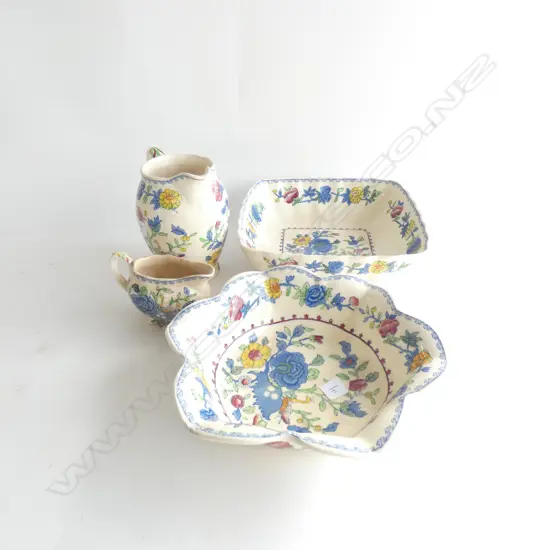 4 PCES MASONS REGENCY; 2 BOWLS 225mm dia + 2 JUGS AF