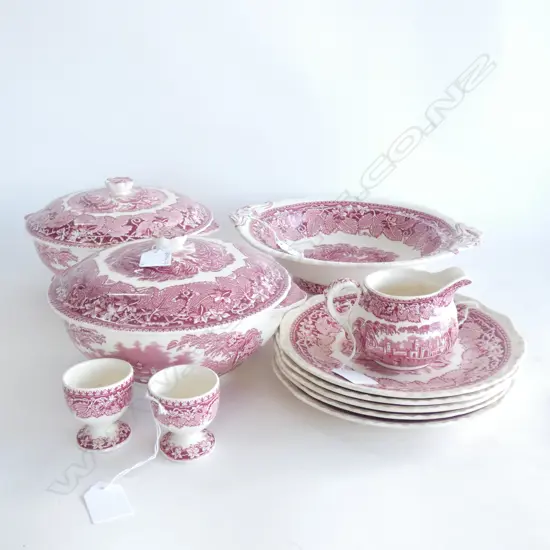 MASON IRONSTONE RED VISTA 2 LIDDED TURREENS COMPORT 5 PLATES & 3 PCS