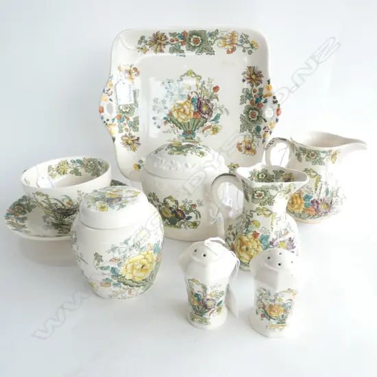 MASON IRONSTONE 16PC PART SERVICE FRUIT BASKET PAT