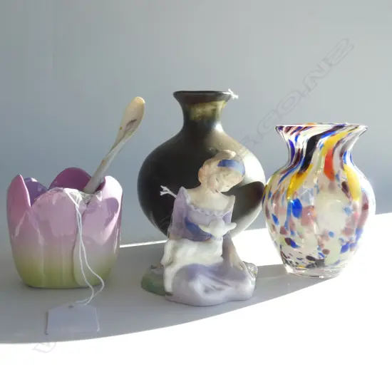 LOT R/DOULTON MARY HAD A LITTLE LAMB/2 VASES+ PRESERVE AND SPOON H 120 MM